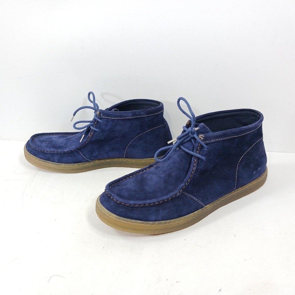 Hush Puppies Mens Blue Suede Chukka Boots Moc Toe Gum Sole Mid Top Shoes Size 11 - Picture 7 of 10